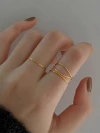 Three-layer fine lines interwoven and wound ring, women's shiny irregular couple ring, best friend titanium steel non-fading tail ring Specification image